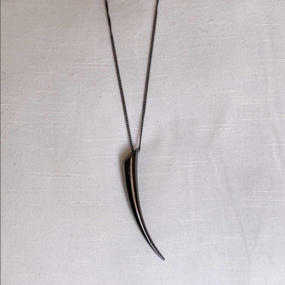 Michael Kors, long necklace, platinum gray